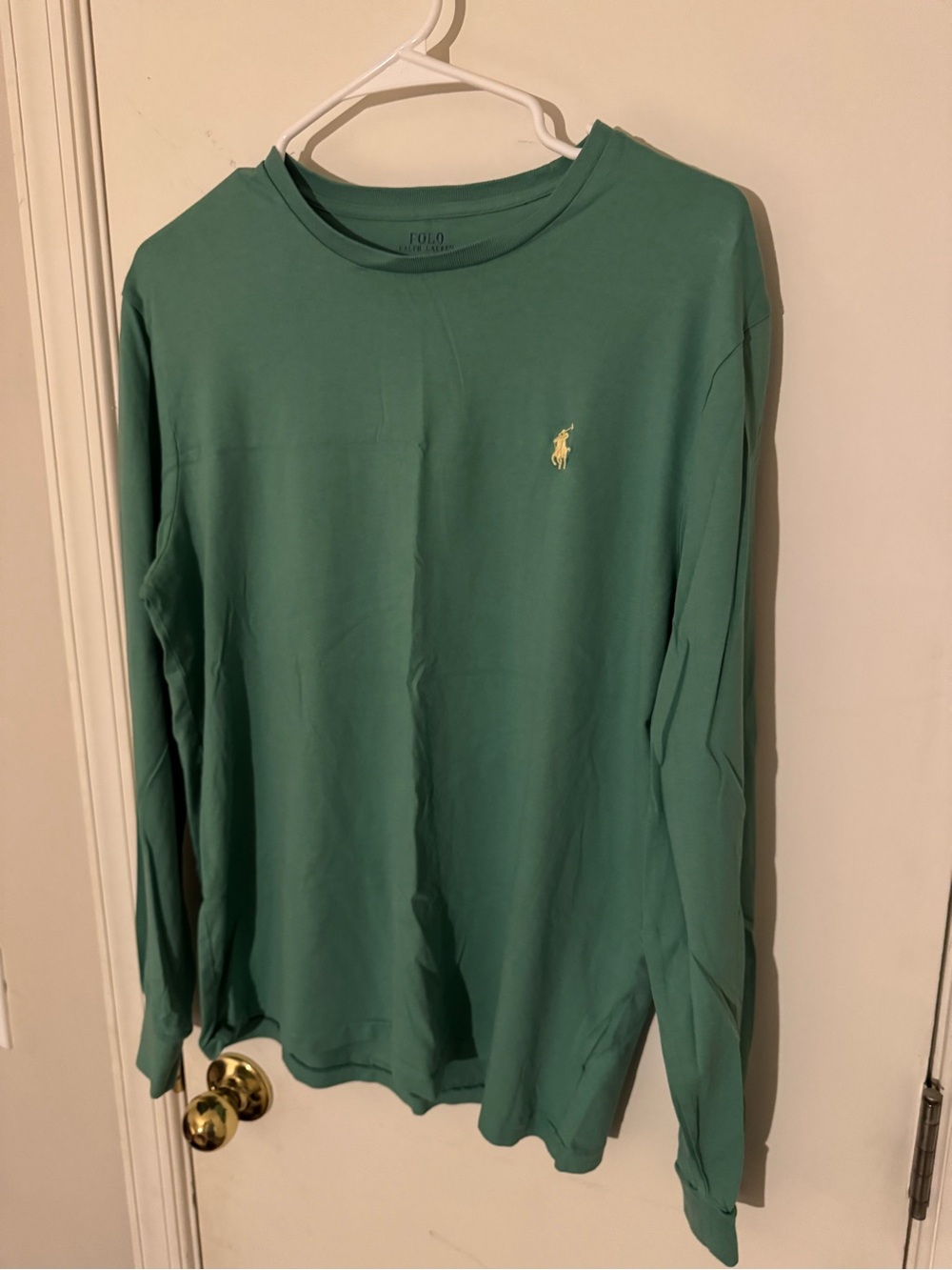 Polo by Ralph Lauren Green Long Sleeve Shirt with Yellow Pony Logo